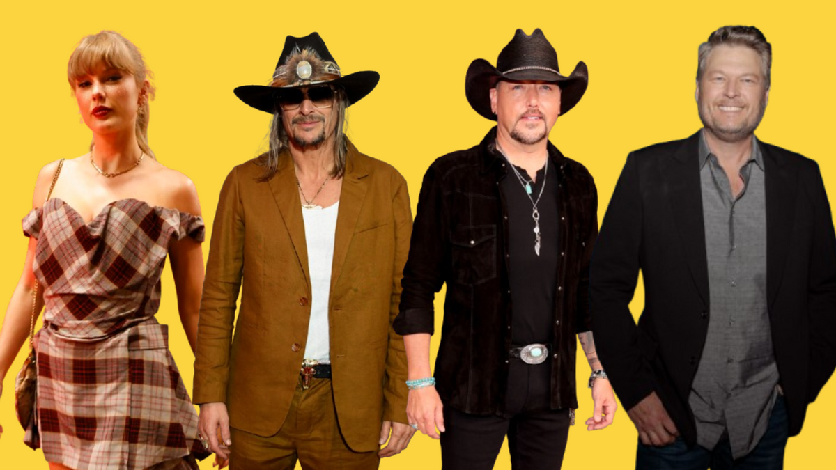 From left to right: Taylor Swift; Kid Rock; Jason Aldean; Blake Shelton (Getty Images)